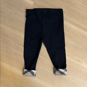 Burberry Kids Black Leggings with Checkered Cuffs